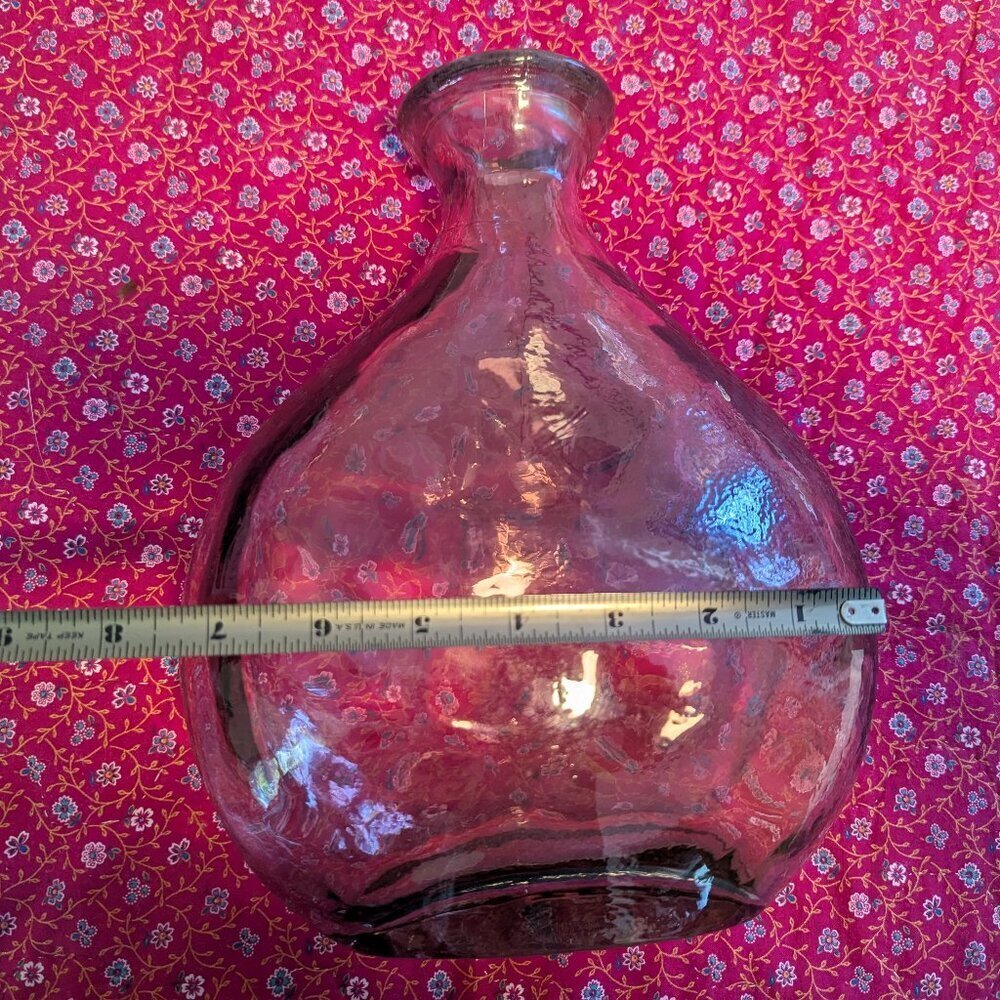 Vintage‎ Hand Blown Glass Bottle Vase Purple Rose Gold Pink Spanish Bottle Boho - Picture 8 of 11